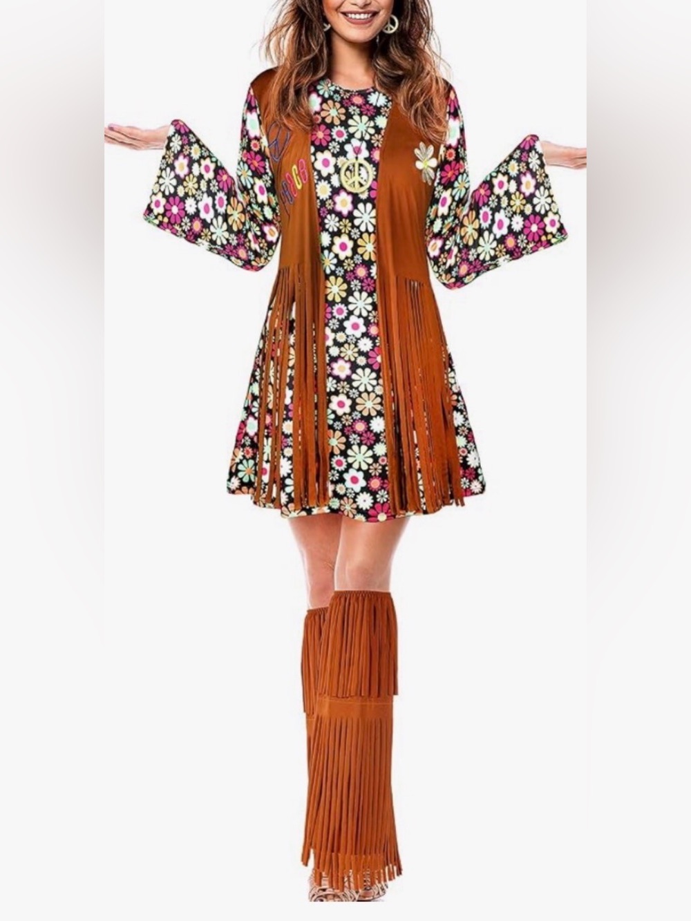 Hippie 60s/70s Costume Set – Size XL – 3 Pieces